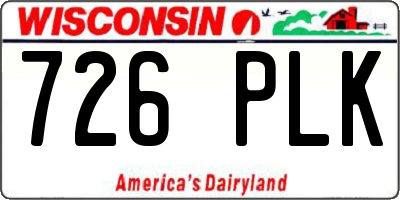 WI license plate 726PLK