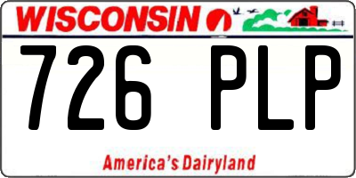 WI license plate 726PLP