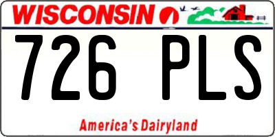 WI license plate 726PLS
