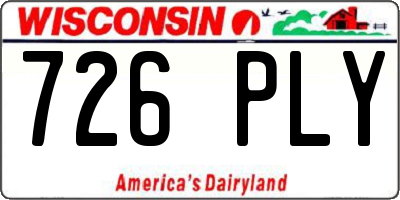 WI license plate 726PLY