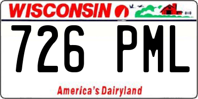 WI license plate 726PML