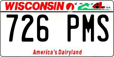 WI license plate 726PMS