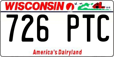 WI license plate 726PTC