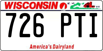 WI license plate 726PTI