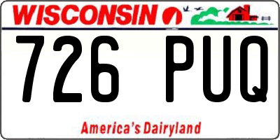 WI license plate 726PUQ