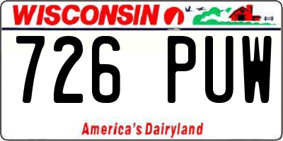WI license plate 726PUW