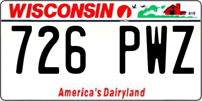 WI license plate 726PWZ