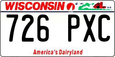 WI license plate 726PXC