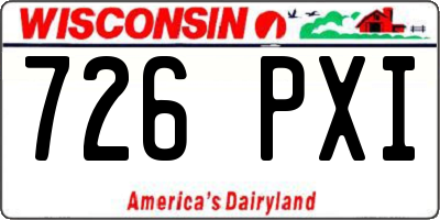 WI license plate 726PXI