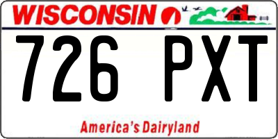 WI license plate 726PXT