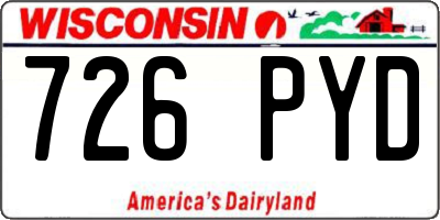 WI license plate 726PYD