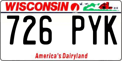 WI license plate 726PYK