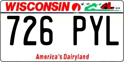 WI license plate 726PYL