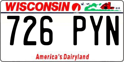 WI license plate 726PYN