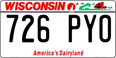 WI license plate 726PYO
