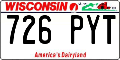 WI license plate 726PYT