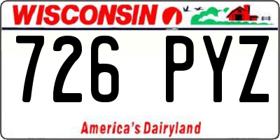 WI license plate 726PYZ