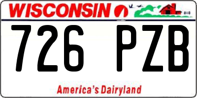 WI license plate 726PZB