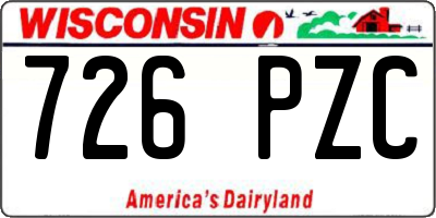 WI license plate 726PZC