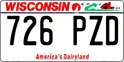 WI license plate 726PZD