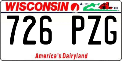WI license plate 726PZG