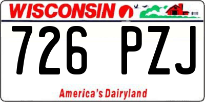 WI license plate 726PZJ