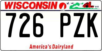 WI license plate 726PZK