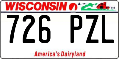 WI license plate 726PZL