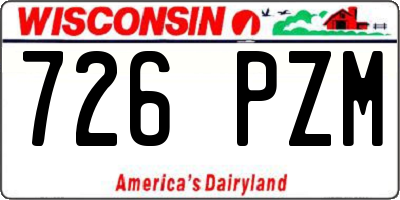 WI license plate 726PZM