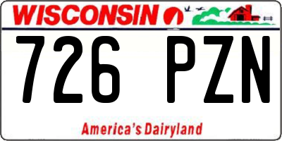 WI license plate 726PZN