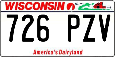 WI license plate 726PZV