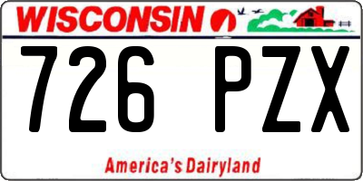 WI license plate 726PZX