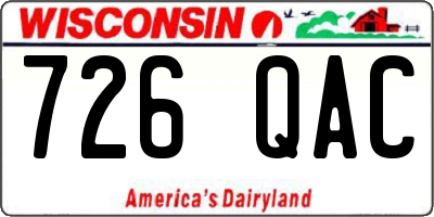 WI license plate 726QAC
