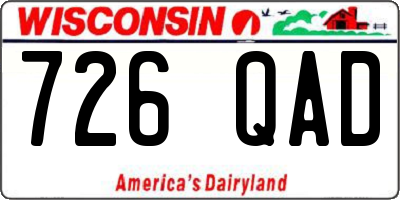 WI license plate 726QAD