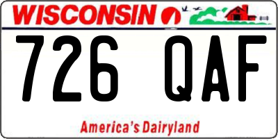 WI license plate 726QAF