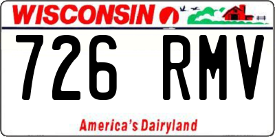WI license plate 726RMV