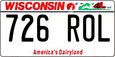 WI license plate 726ROL