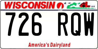 WI license plate 726RQW