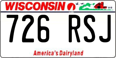 WI license plate 726RSJ