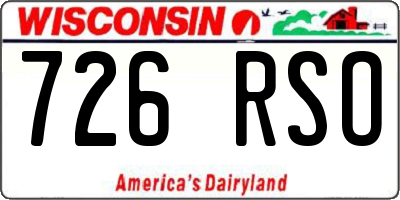 WI license plate 726RSO