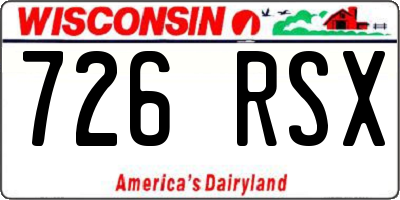 WI license plate 726RSX