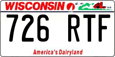 WI license plate 726RTF