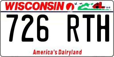 WI license plate 726RTH