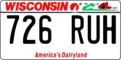 WI license plate 726RUH