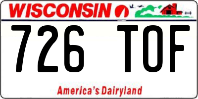 WI license plate 726TOF
