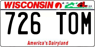 WI license plate 726TOM