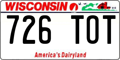 WI license plate 726TOT