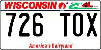 WI license plate 726TOX