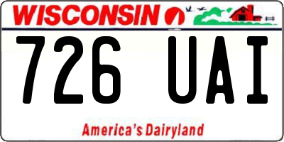 WI license plate 726UAI