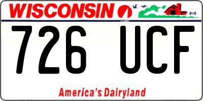 WI license plate 726UCF